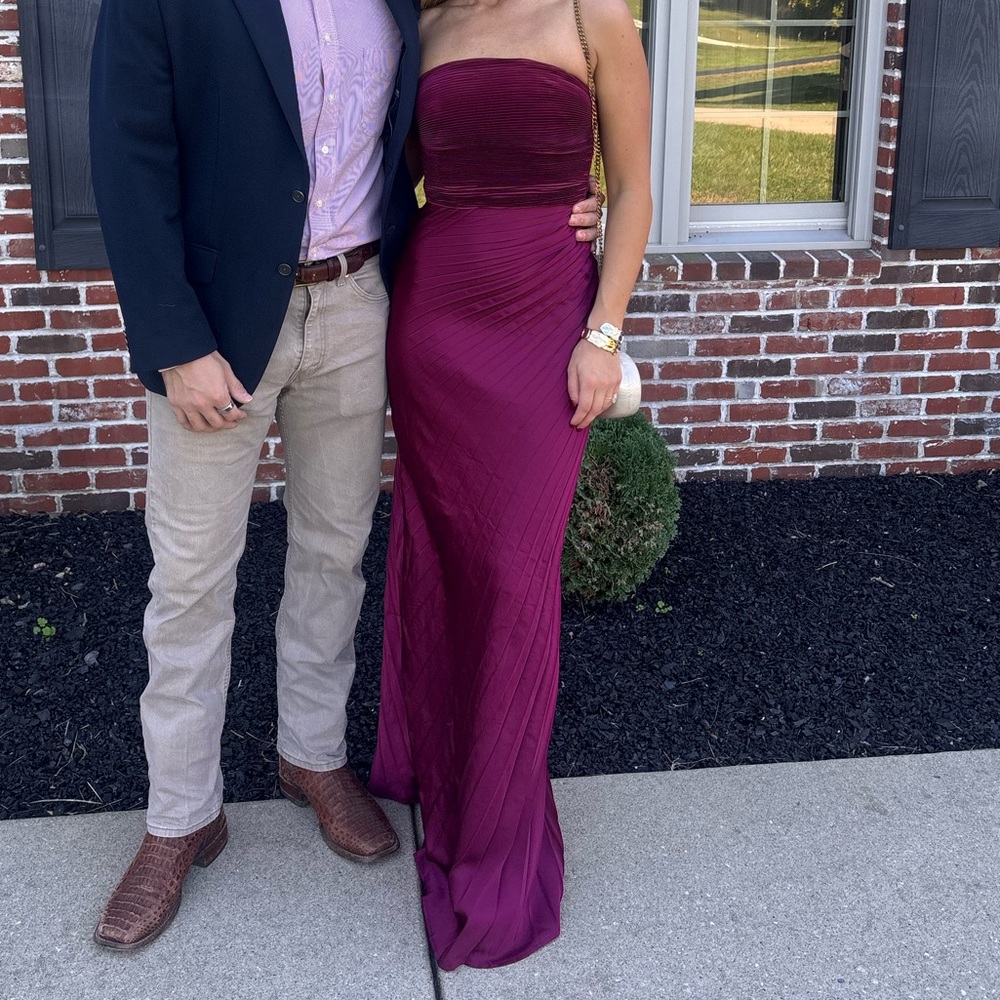 Lulu's Strapless Maxi Dress in Deep Berry